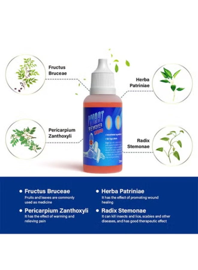 Sumifun Wart Remover Liquid, Maximum Strength Salicylic Acid Wart Liquid, One Step Invisible Wart Remover Strips, Fast-Acting Wart Liquid Freeze Off for Warts, Plantar Wart, Common Wart, Flat Wart 20ML - Image 2